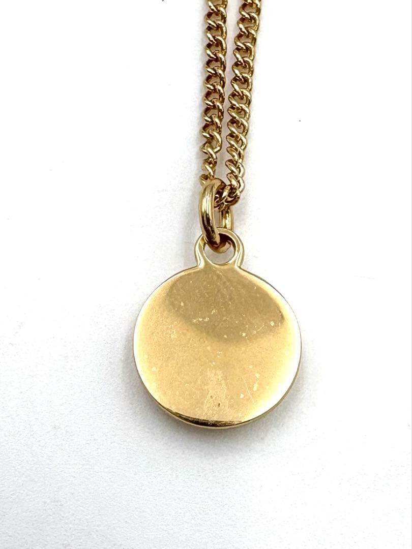 Christian Dior Circle Logo Gold Pendant Necklace 45cm Vintage