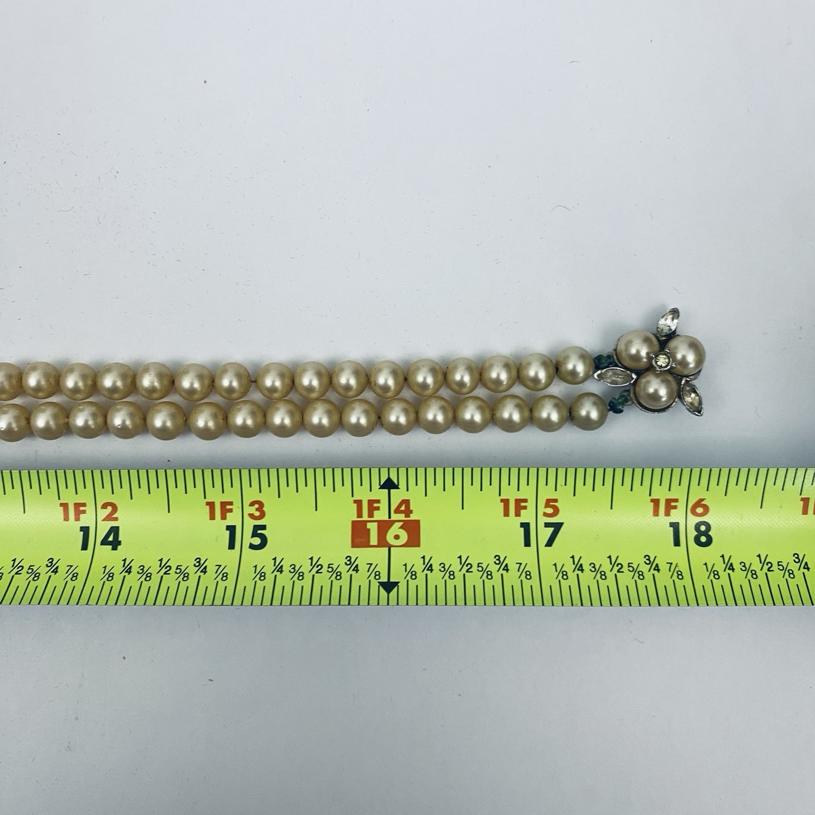 Vintage 18″ Deltah Simulated Pearl Necklace Double Strand 6.5 mm with Case