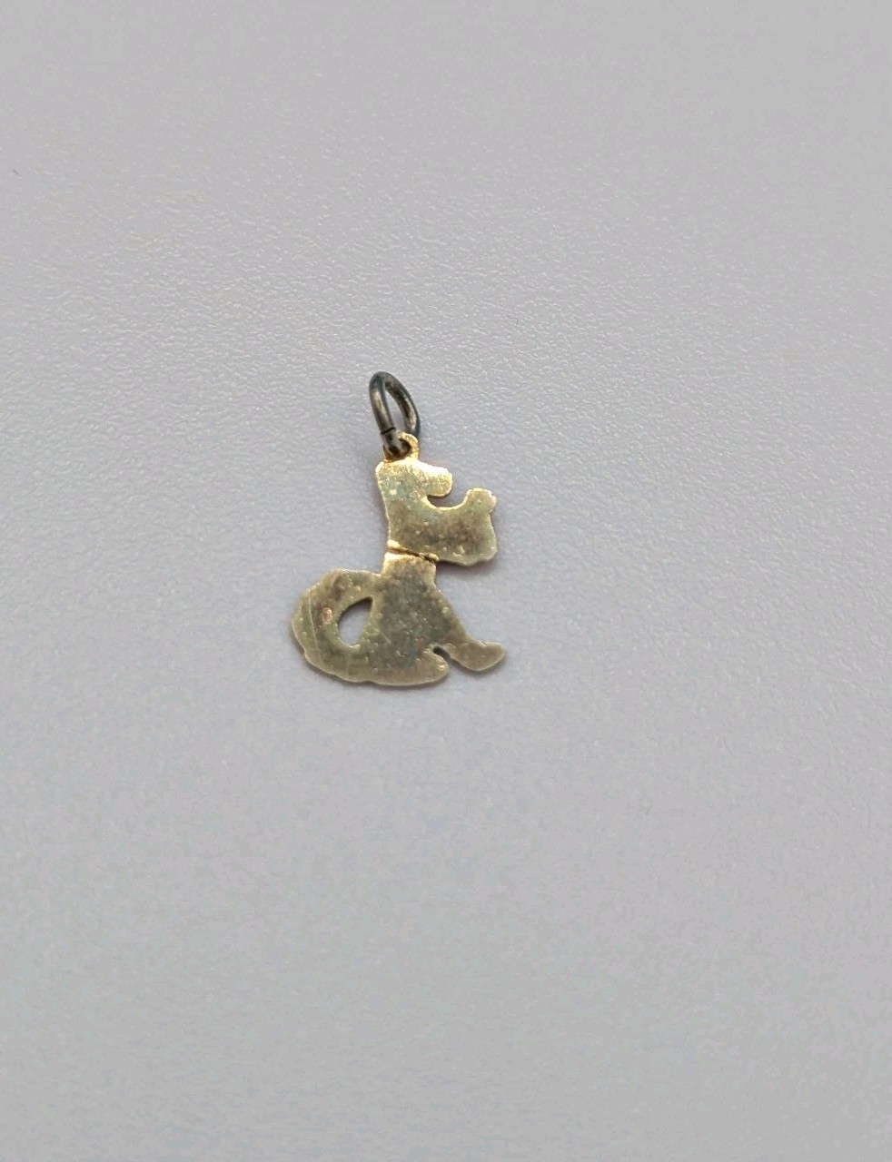 RARE Antique Art Deco Dainty Scottie Terrier Dog Enamel Pendant Gold/Red Signed