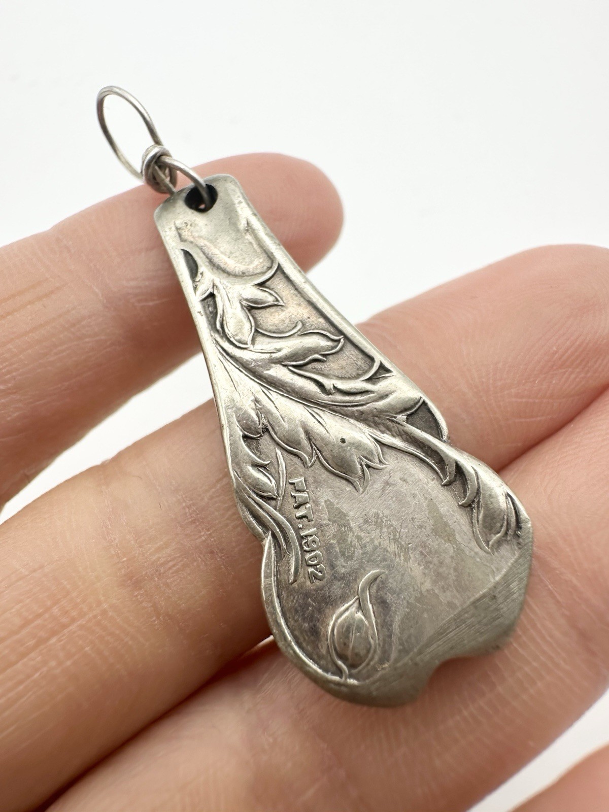 Vintage Silverplate Flatware Floral Flower Pendant