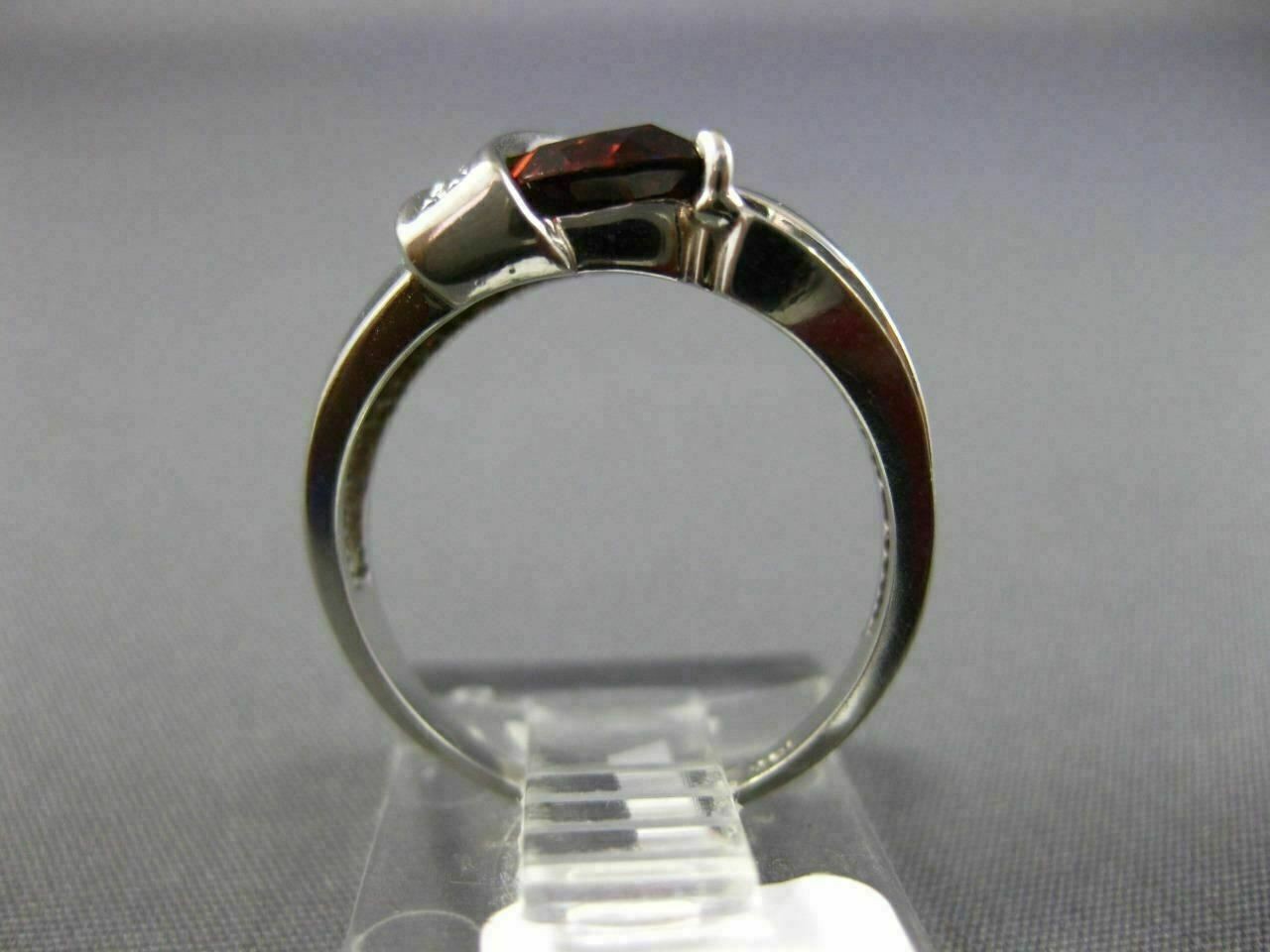 ESTATE 1.53CT DIAMOND & AAA TRILLION CUT GARNET 14KT WHITE GOLD 3D LOVE FUN RING