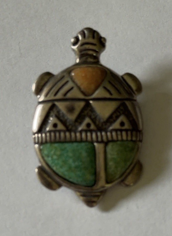 Carolyn Pollack Relios Sterling Silver 925 Southwest Turtle Pendant Brooch Pin