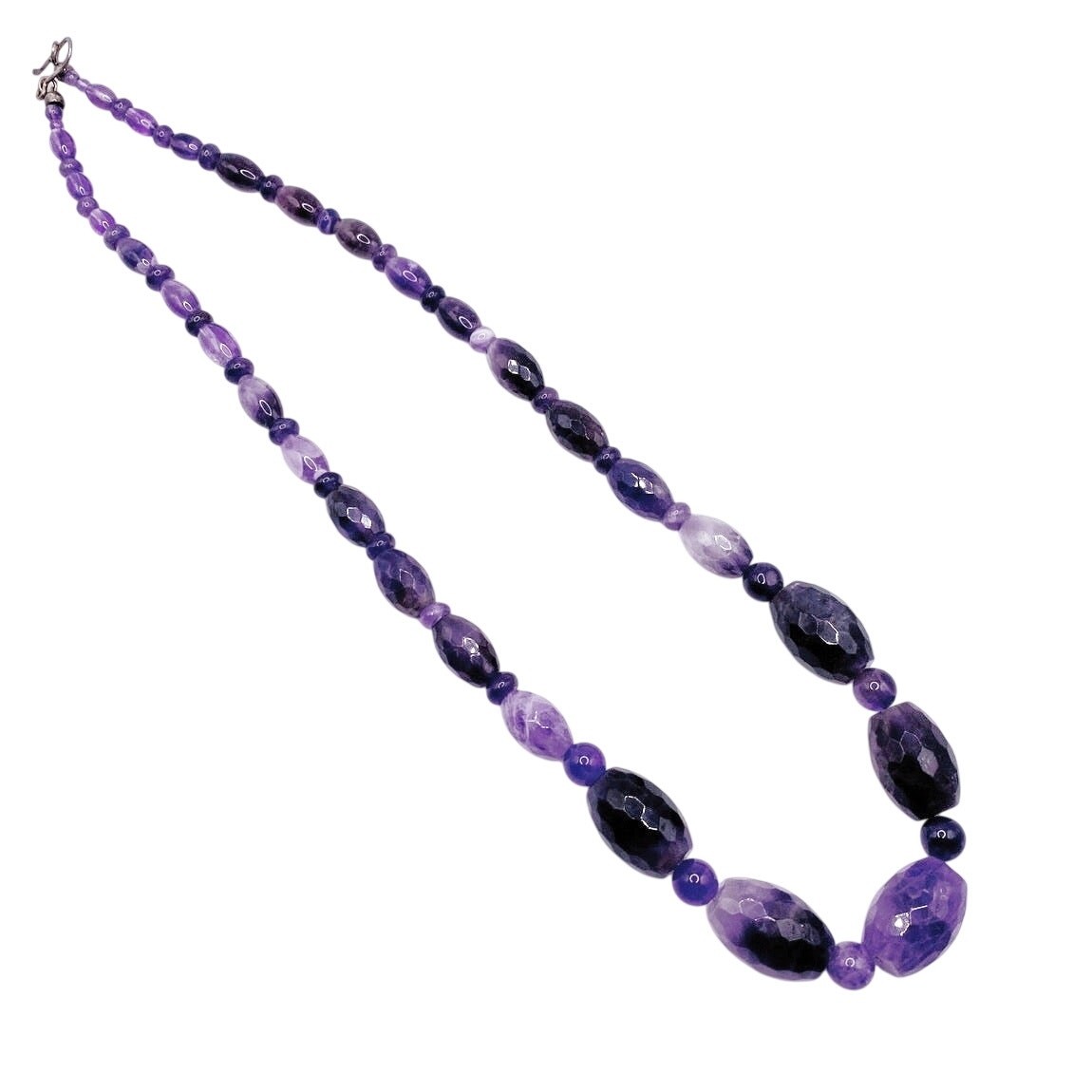 Desert Rose Amethyst Bead Sterling Silver Necklace 22”