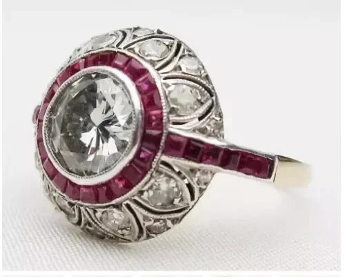 2Ct Art Deco Style Round Cut Lab Created Diamond 14K Yellow Gold FN Wedding Ring