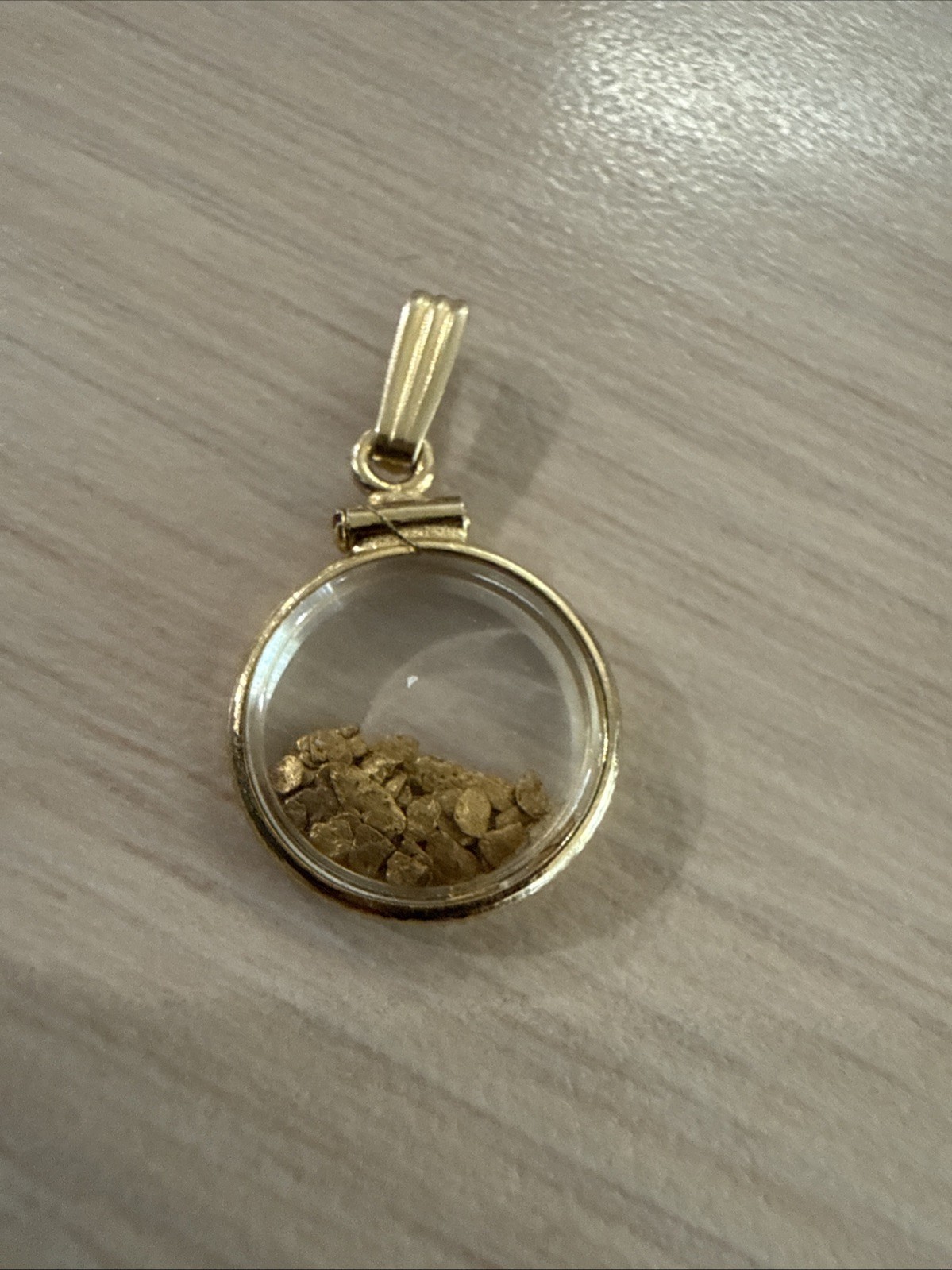 Vintage Gold Filled Frame Charm With Gold Flakes Pendant