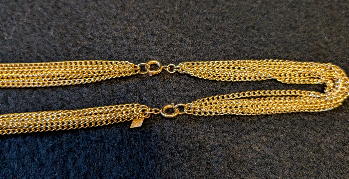 Vintage Women’s Sarah Coventry 36″ Goldtone Multichain Tassle Pendant Necklace