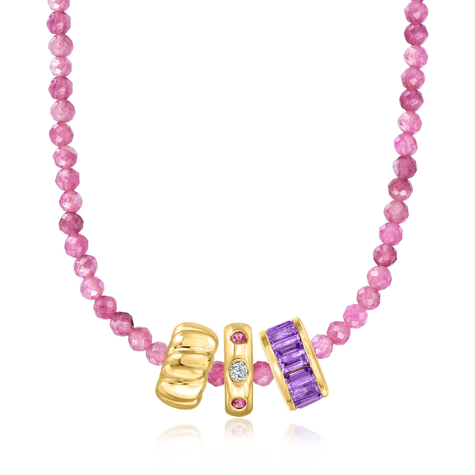 Ross-Simons Diamond & Rhodo Garn Charm in 18k Gold Plate