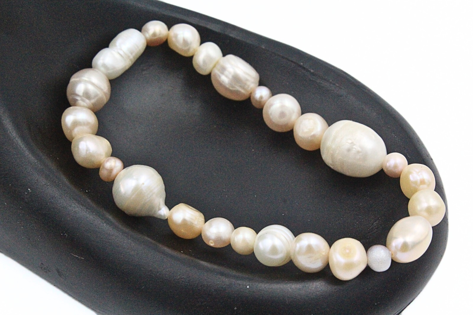 Stunning Classic HSN Keshi Champagne Freshwater Pearl Stretch 2 Set Bracelet