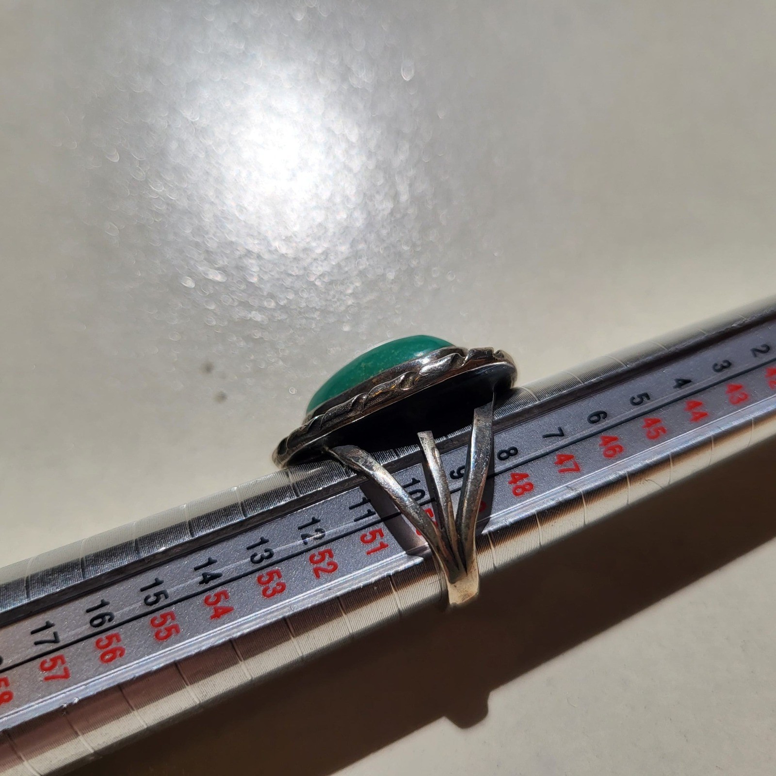 925 Sterling Silver Turquoise Teardrop Ring Sz 5.25 Vintage Boho Navajo