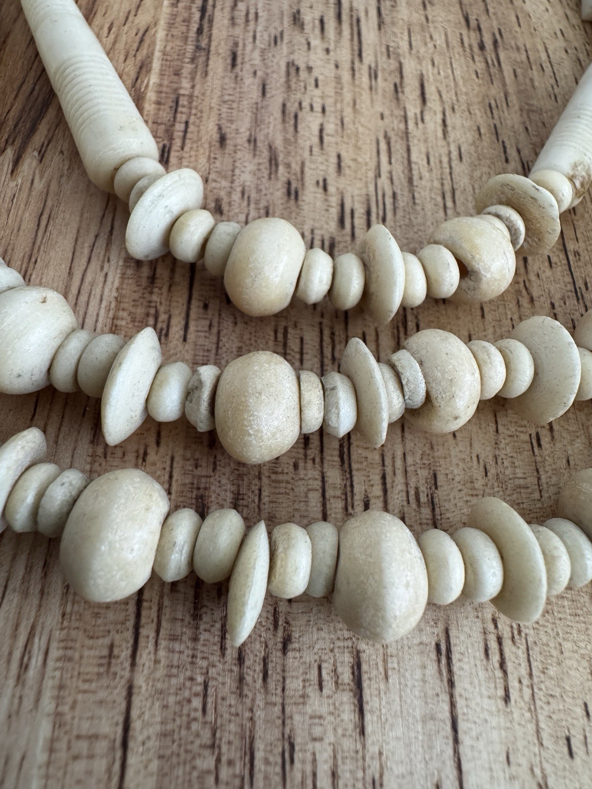 Vintage Beaded Necklace With Bone/Natural Stone Pendent Boho Style Earthy