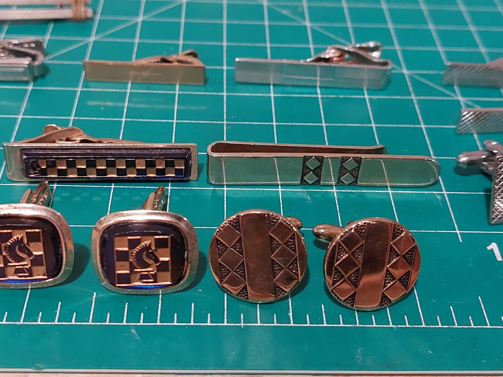 CUFFLINKS Tie Bar Clasp Pin Mens Gold Tone Lot Swank Anson ETC
