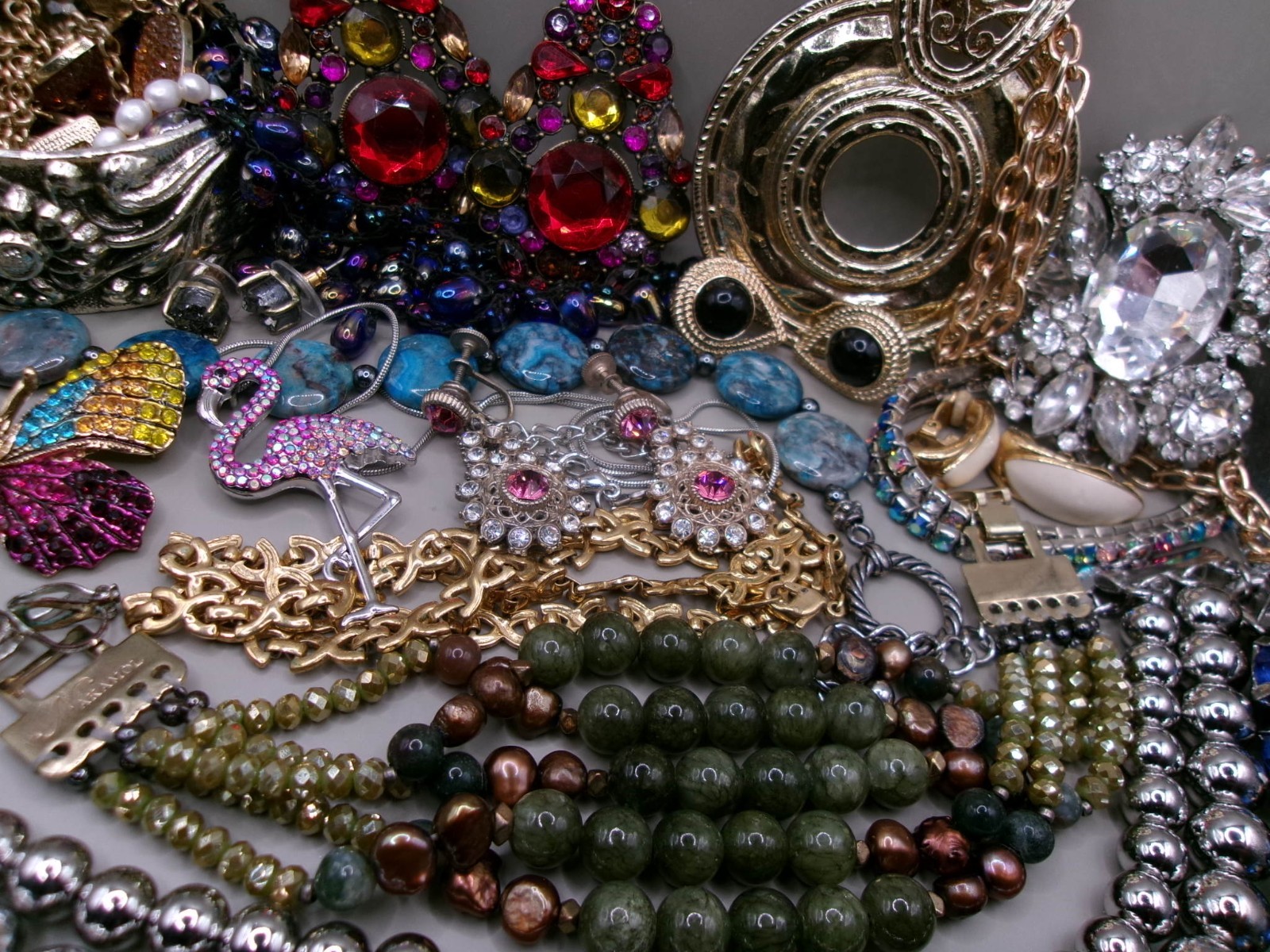 Vintage~Now Estate Costume Jewelry Lot~Rhinestones~Multi~1 AVON~1 MONET