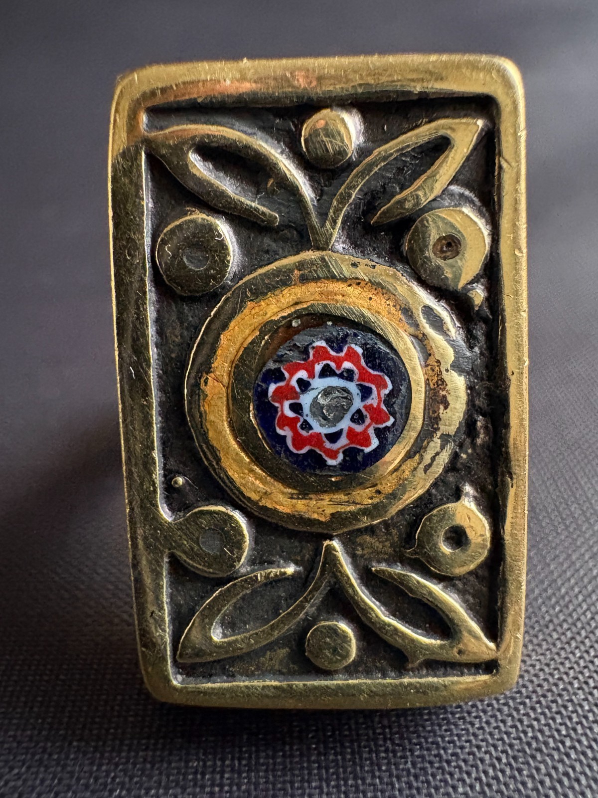 Moroccan Tuareg Brass Ring Large Berber Sahara Handmade Ring Size 9.5 US