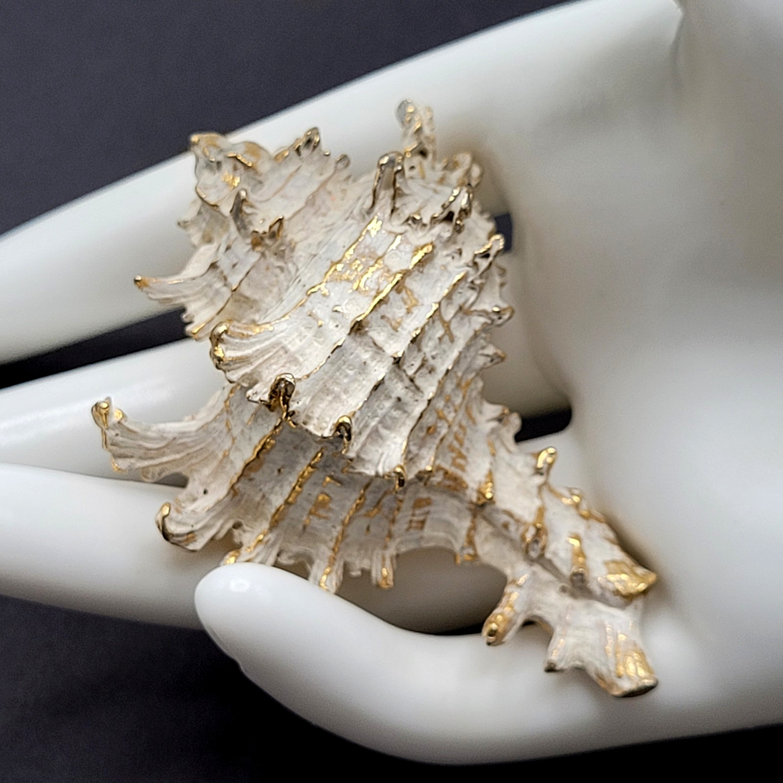 Zentall Gilded Branched Ramose Murex Spiked Conch Vintage Brooch Pin Rare