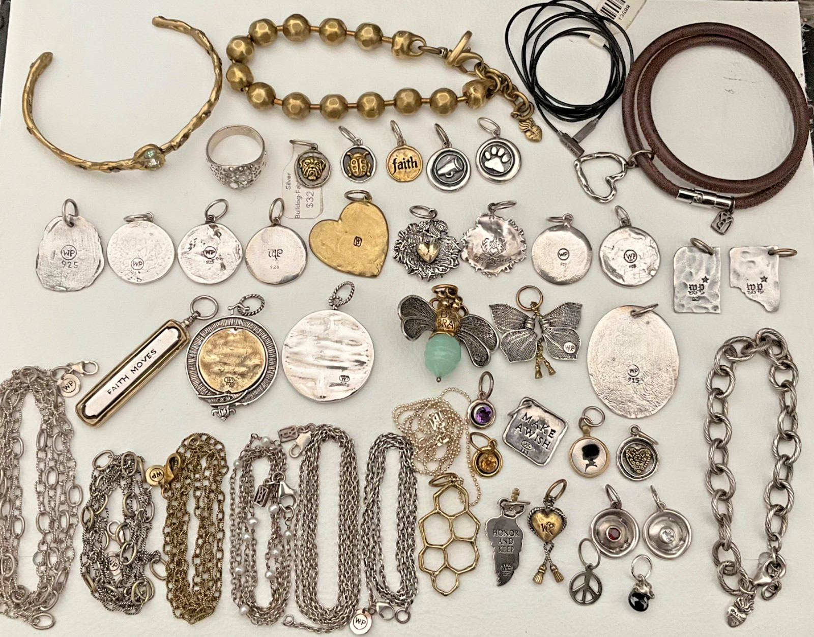 Vintage Waxing Poetic Sterling Silver/Brass Charms Heart Love