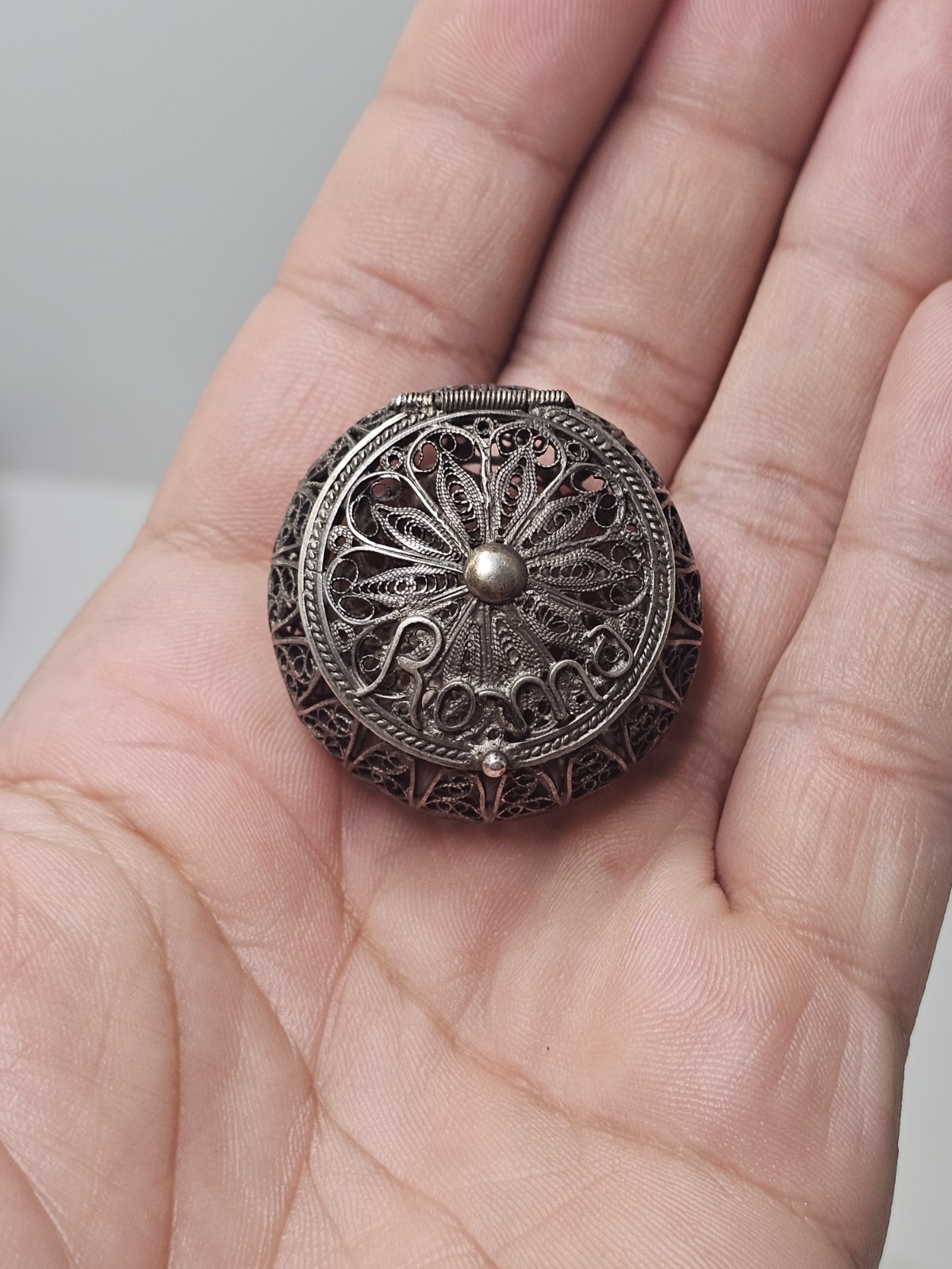 Antique 800 Silver Roman/Italian Filigree Rosary With Case