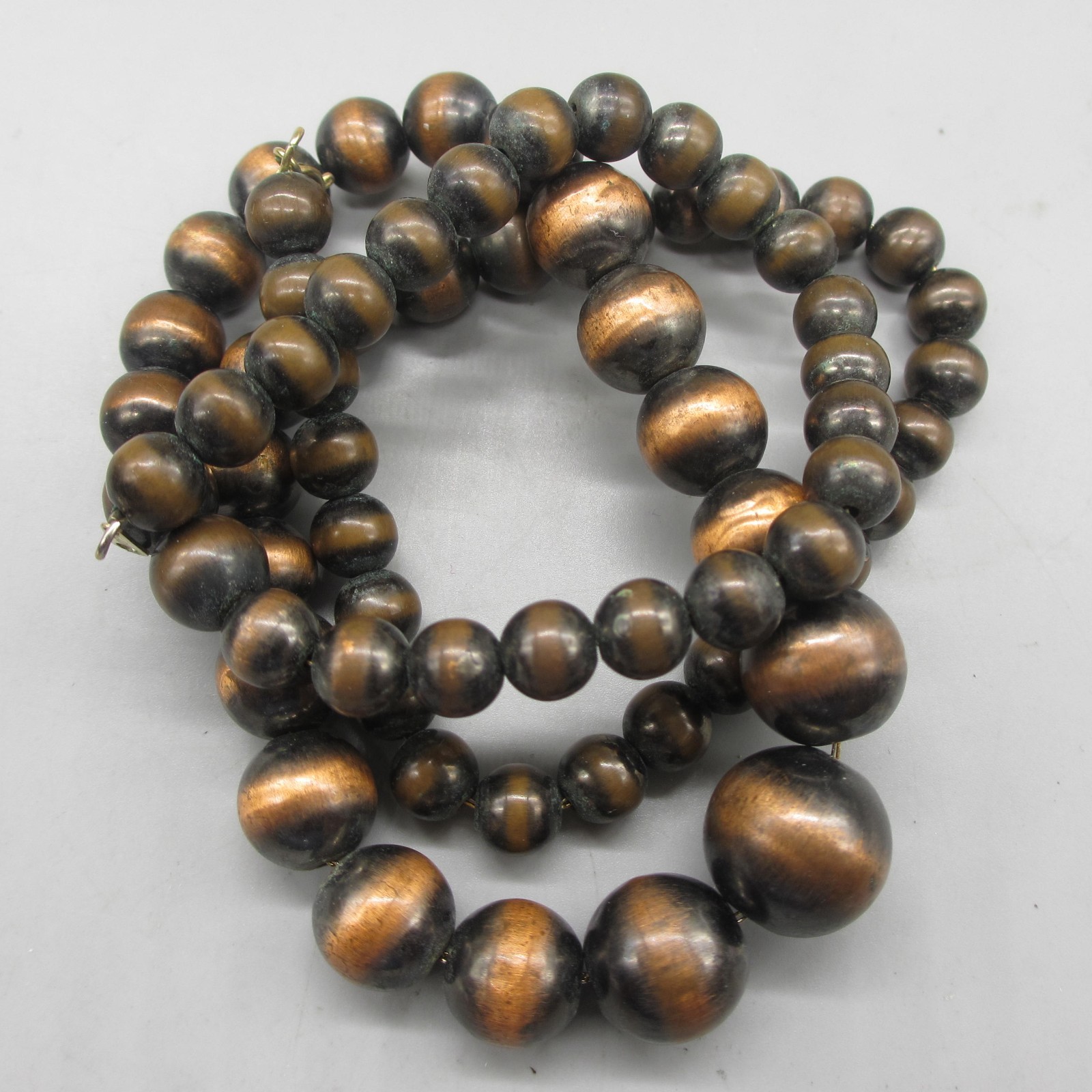 Vintage Copper Tone Bead Necklace 25 Inch