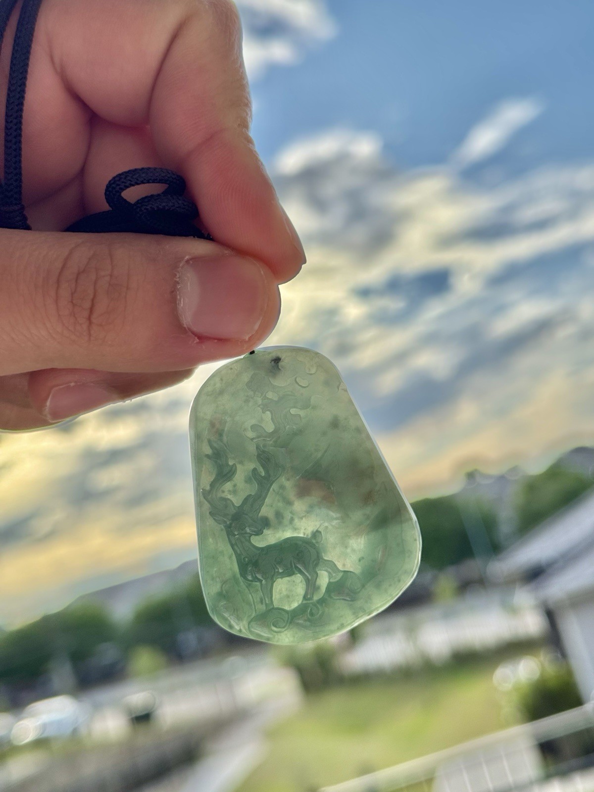 Guatemalan Blue Green Jadeite Jade Pendant Translucent High Quality (Deer)