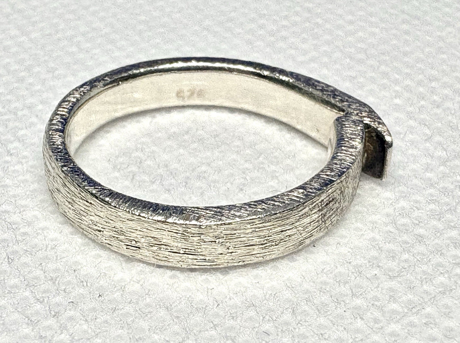 Y16 Brushed 925 Silver Ring size 7.5 Blue Sapphire Amazing 1970s Germany 4.77g