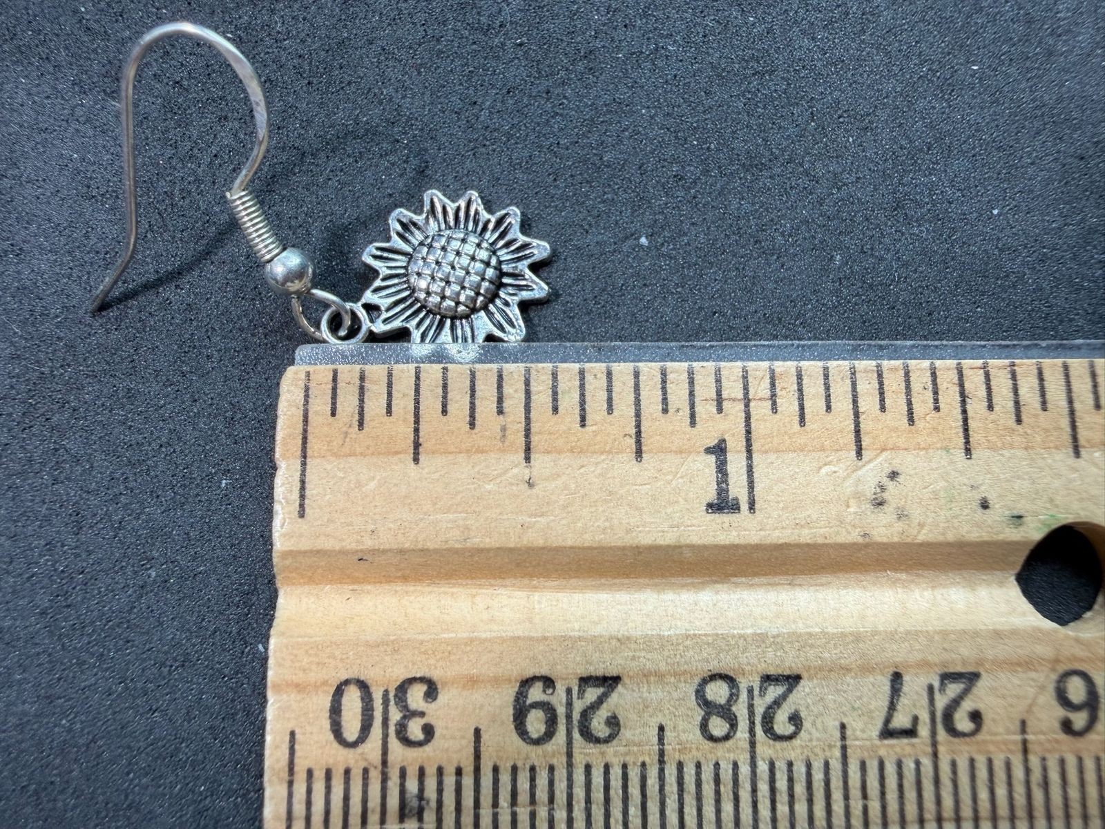 1.52g Vintage Sterling Silver 925 Sunflower Dangle Drop Earrings Boho Retro M