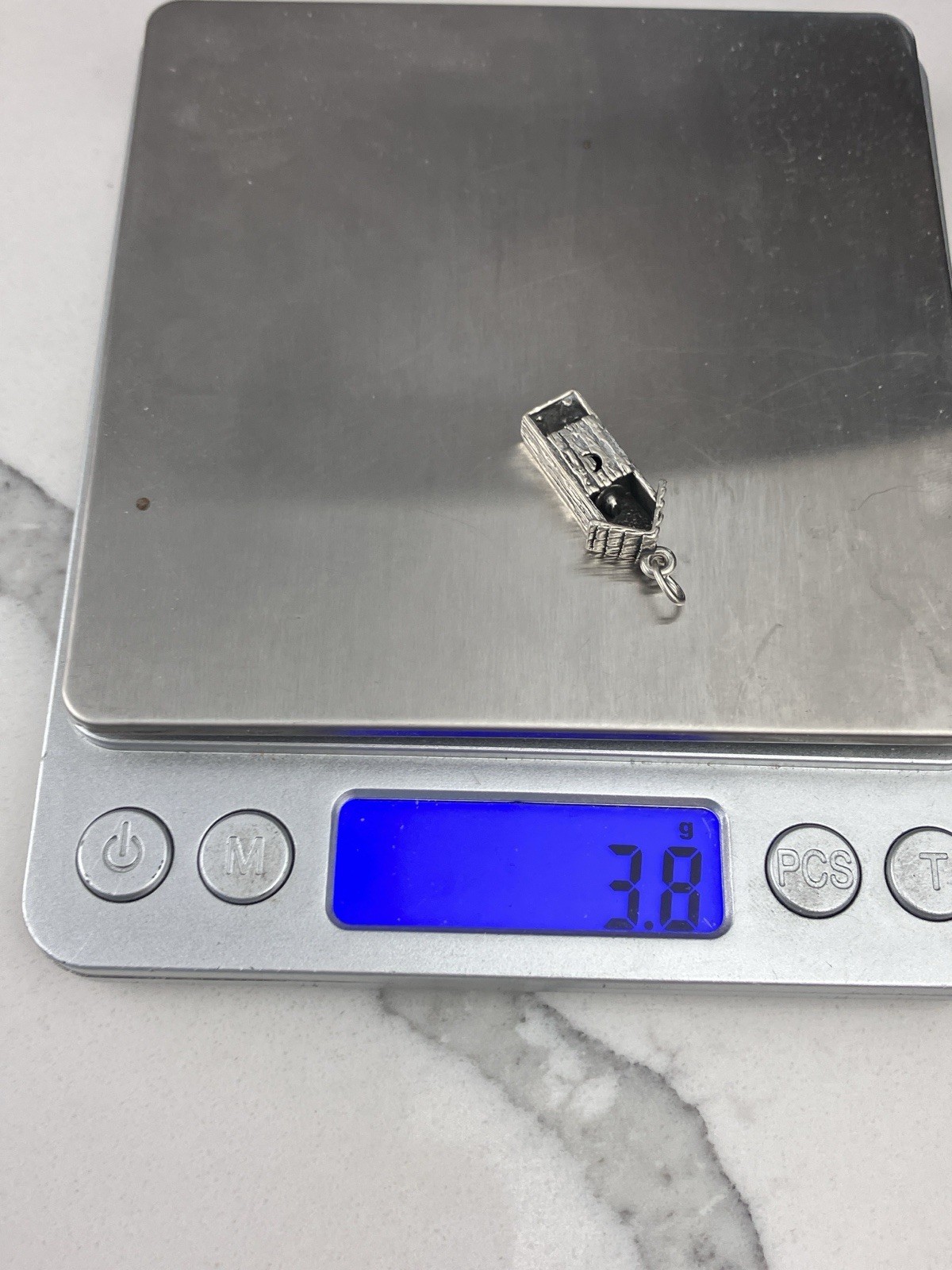 Vintage 925 Sterling Silver Person In Outhouse 3D Novelty Charm Pendant
