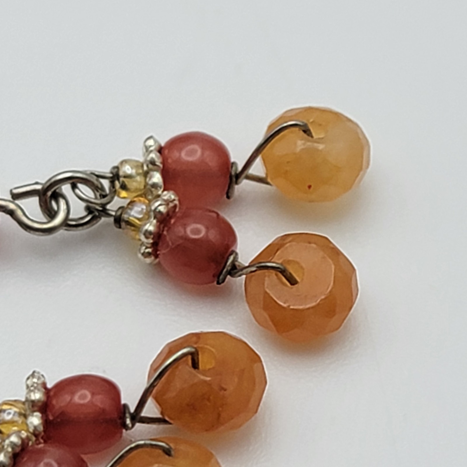 Vintage Sterling Silver Multicolor Gemstone Drop Earrings 1.25″ Pierced Dainty