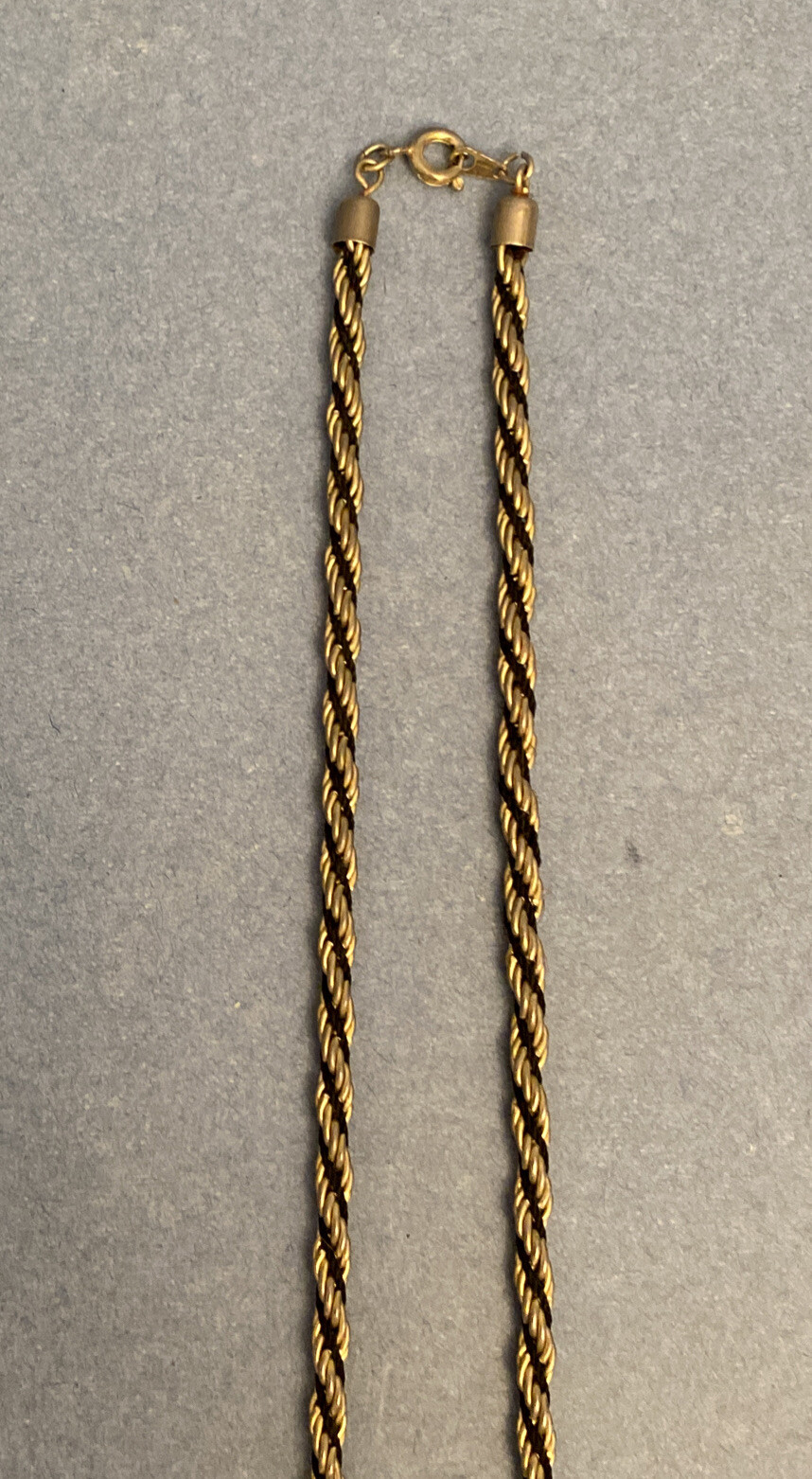 Gold Tone .15 Inch Wide Black Cord Wrapped Rope Chain Fashion Necklace 23.5 Inch