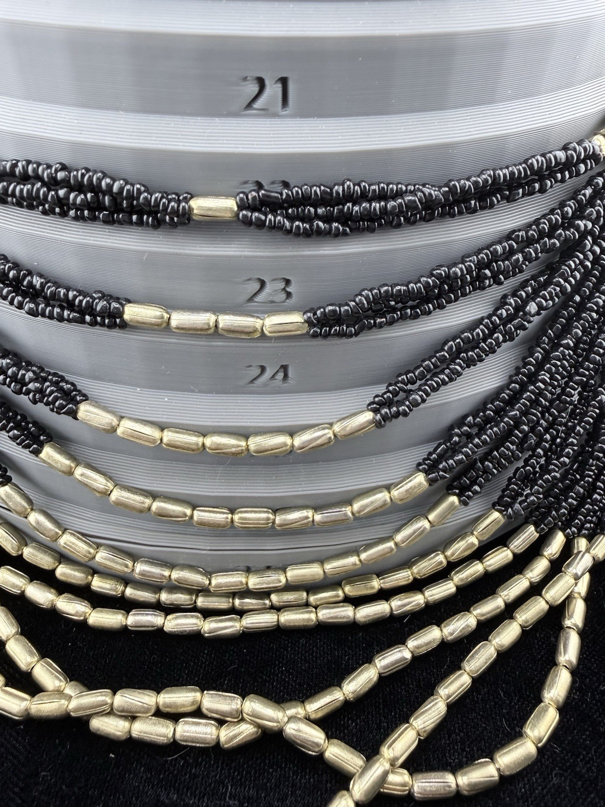 Vintage Black & Gold Multi-Strand Seed Beaded Statement Necklace – Stunning!