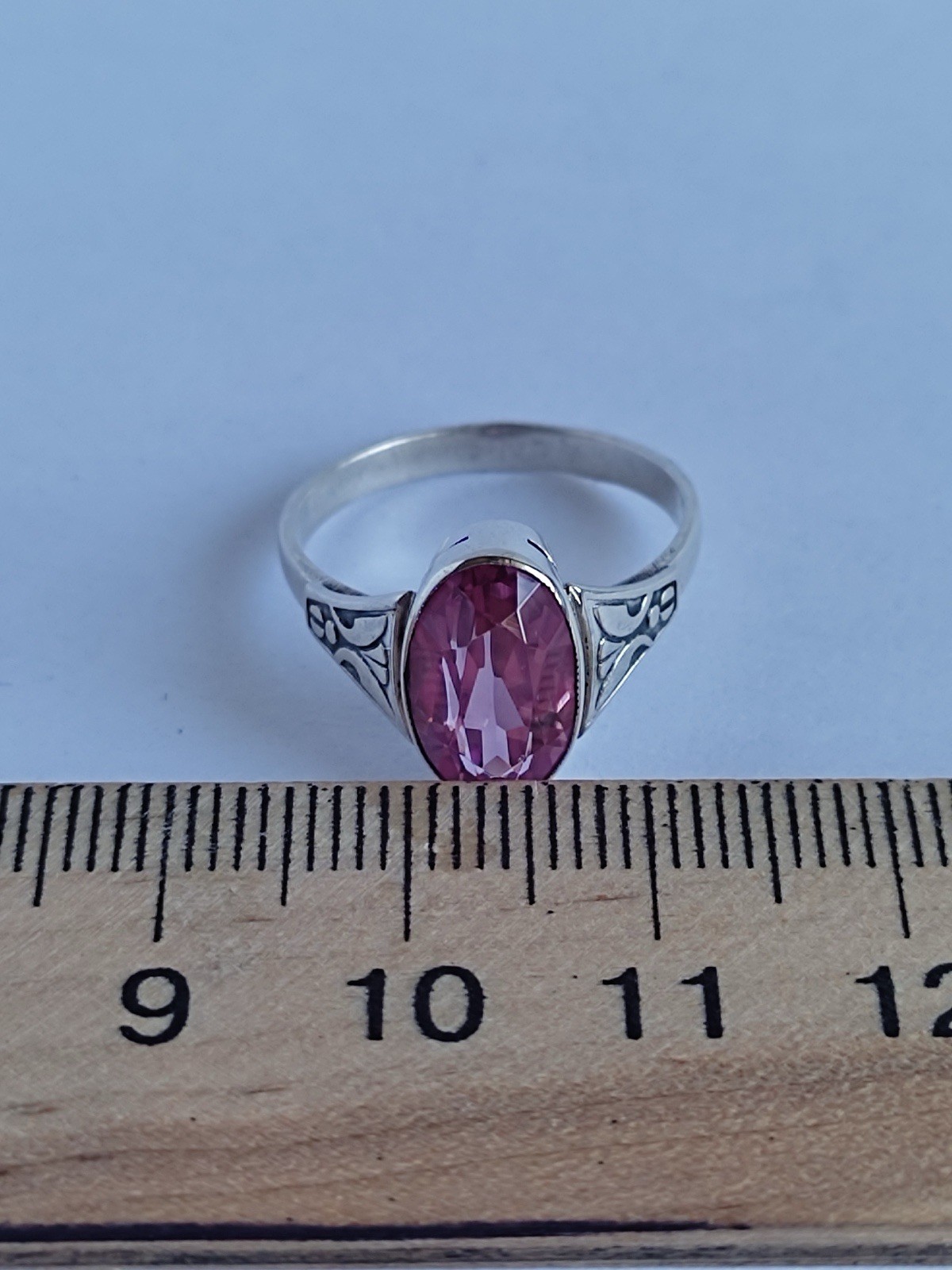 Vintage 70s Soviet Union Silver 875 USSR Ring Pink Sapphire Size US 7.5/ 17.5 mm