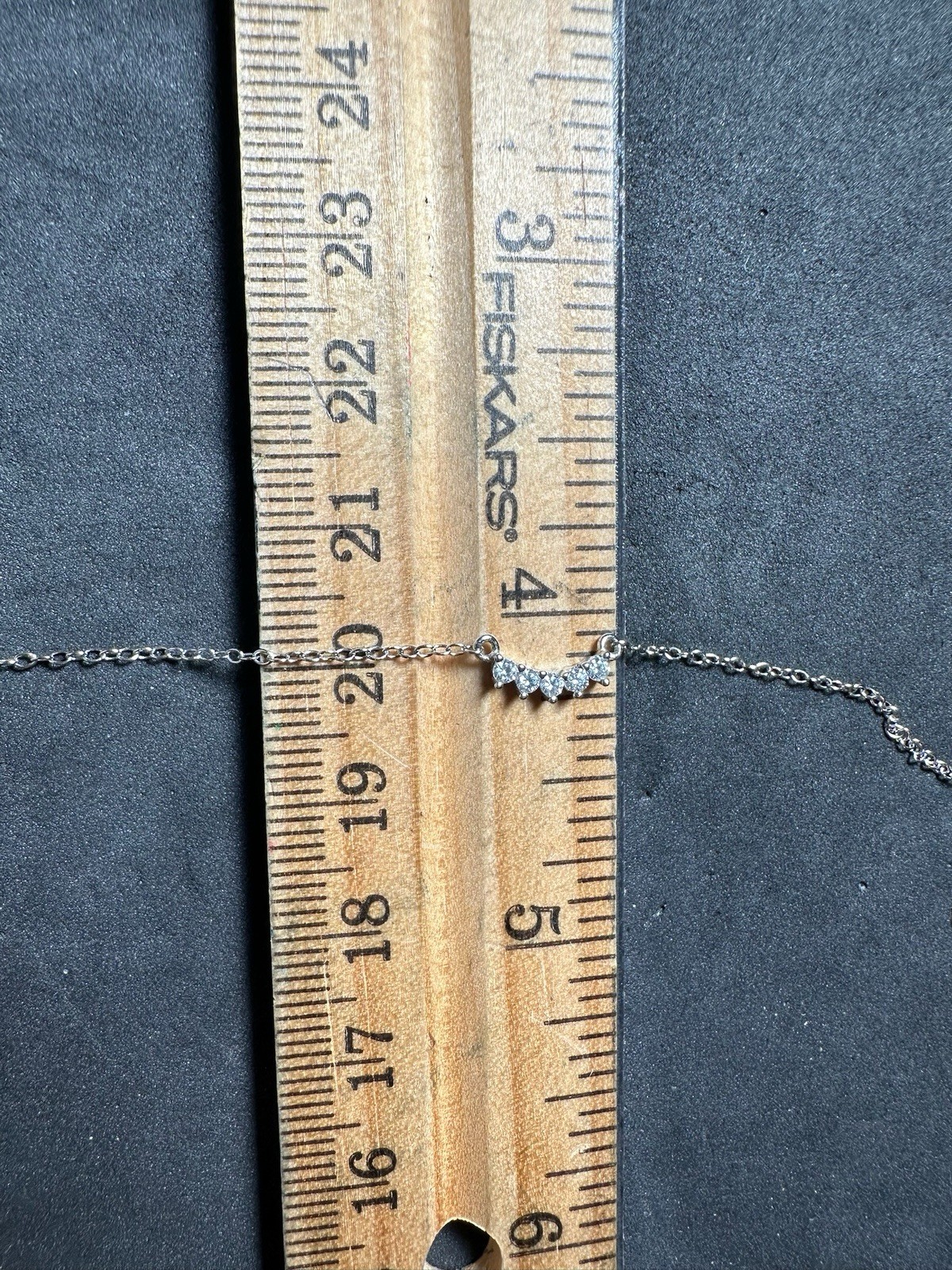 1.53g Vintage Sterling Silver 925 CZ Station Necklace Chain Adjustable 19 in