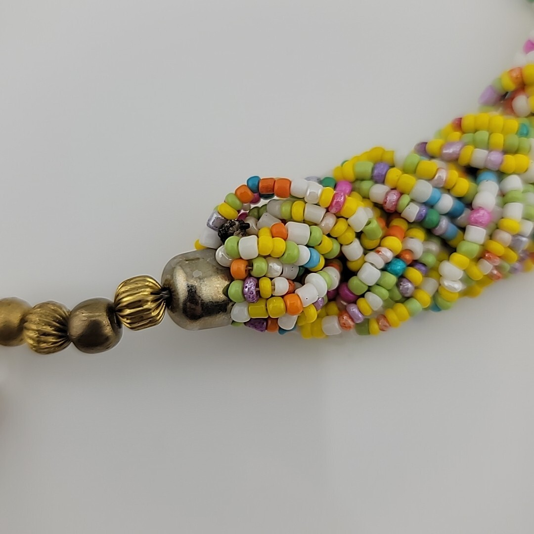 Vintage Braided Seed Bead 19″ Necklace Easter Multicolor Chunky Retro