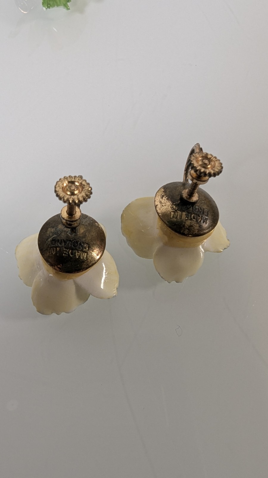 Vintage Adderley Floral Brooch +Earrings Made In England Porcelain Flower