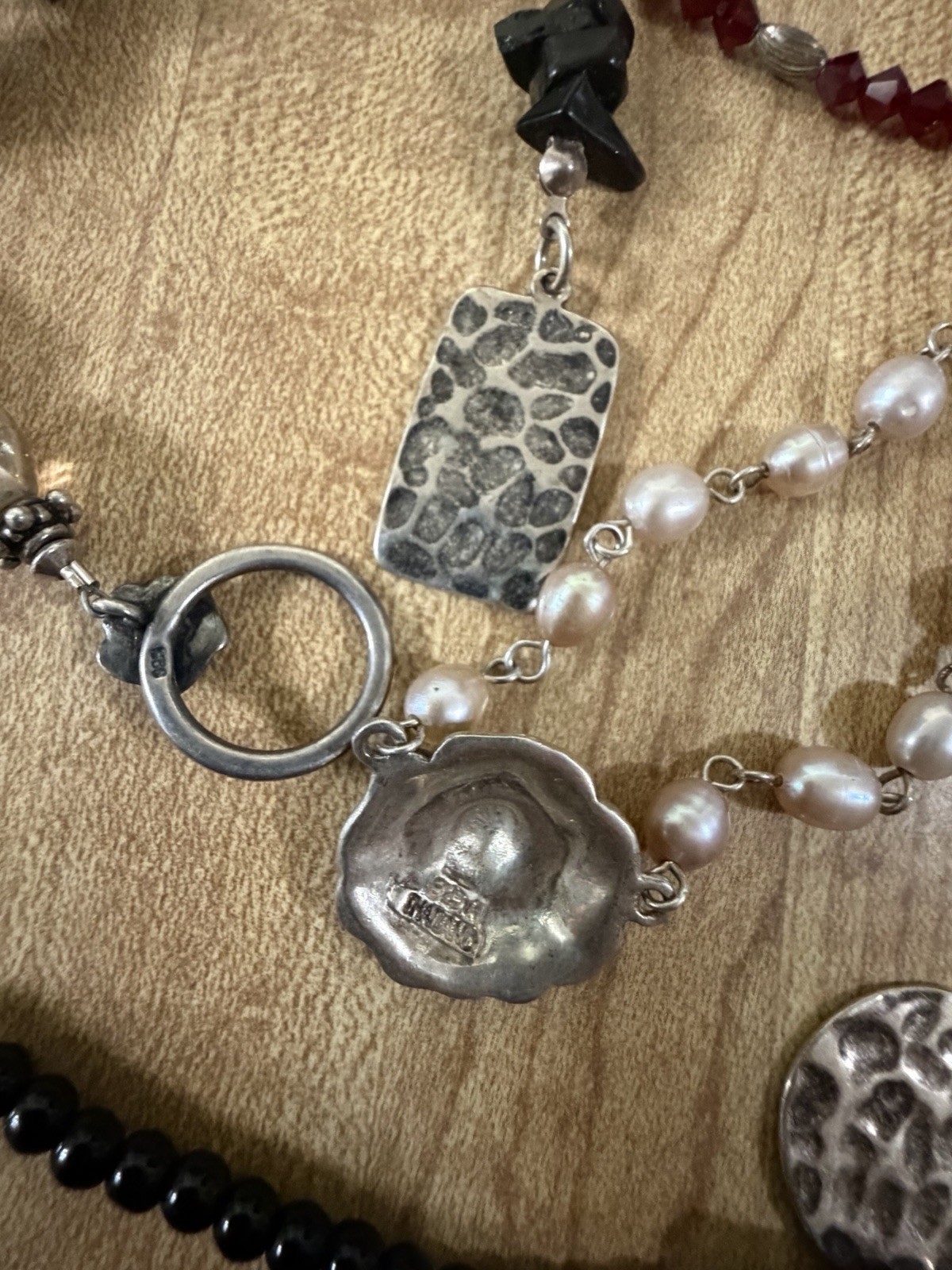 Sterling Silver Vintage Modern Mix Bead Plastic Stone Necklaces Bracelet Lot