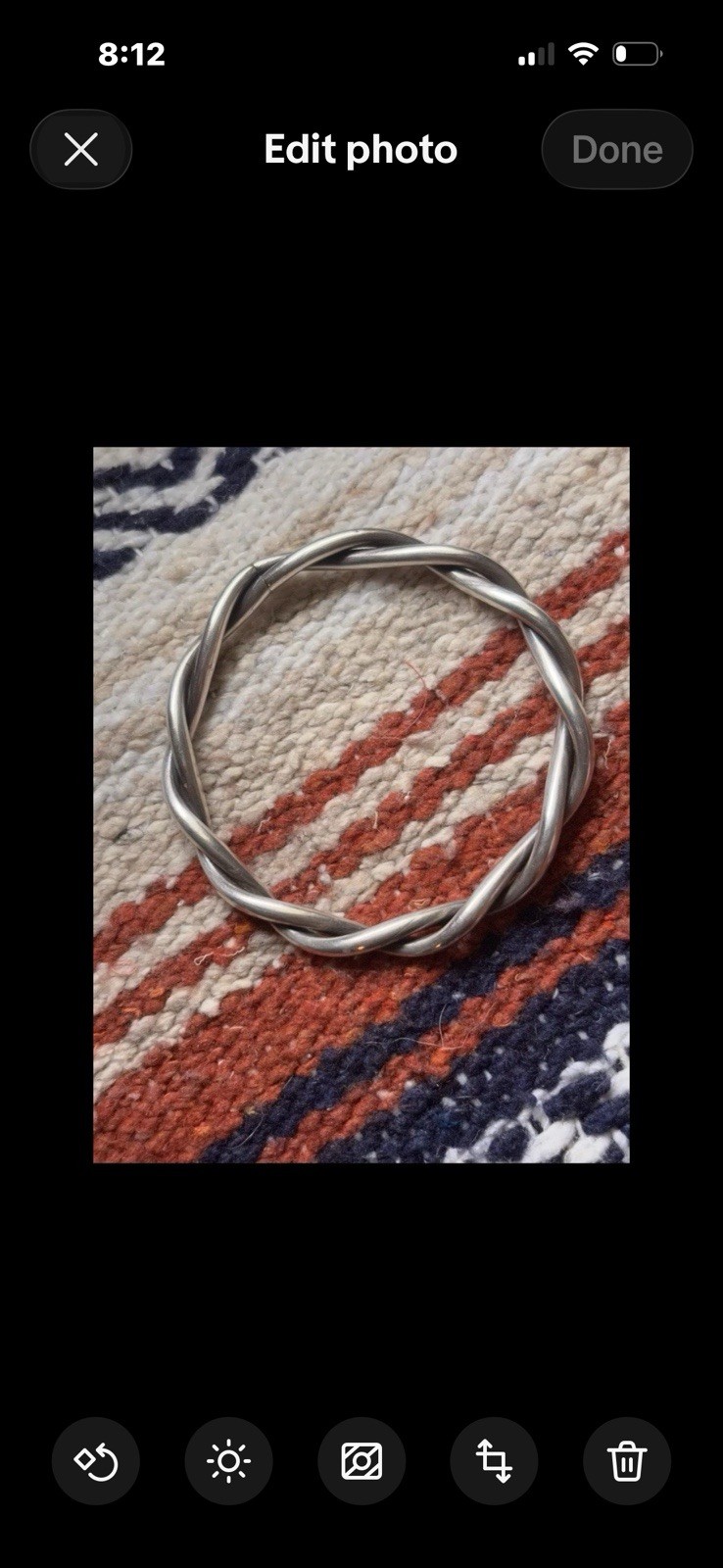 Vintage Sterling Silver Twist Solid Bangle Bracelet Size 7 & 1/2 Weight 18G