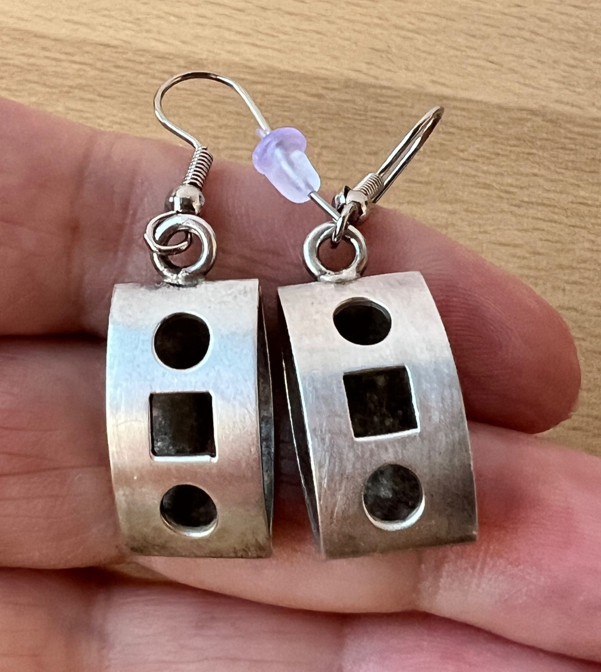 VINTAGE DESIGNER FORBES 925 STERLING SLVER GEOMETRIC DANGLE DROP EARRINGS UNIQUE