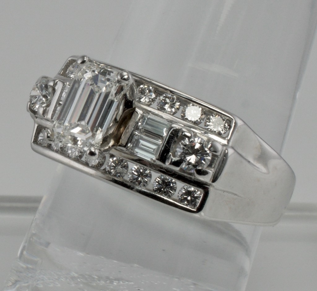Natural Diamond Ring 14K White Gold Band 1.14 TDW Engagement Estate