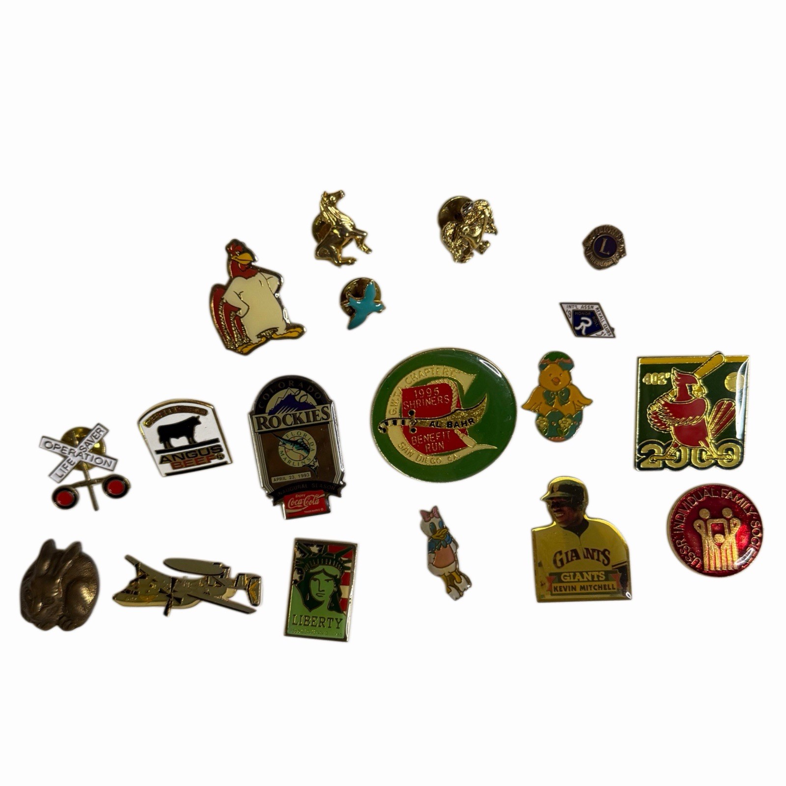 Vintage Mixed Enamel Pin Lot 18 Souvenir Animal Sports Railroad Collectible