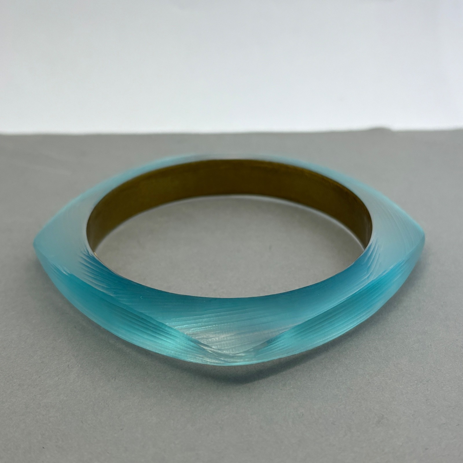 Alexis Bittar Bangle Bracelet Lucite Aqua Light Blue Translucent Vintage
