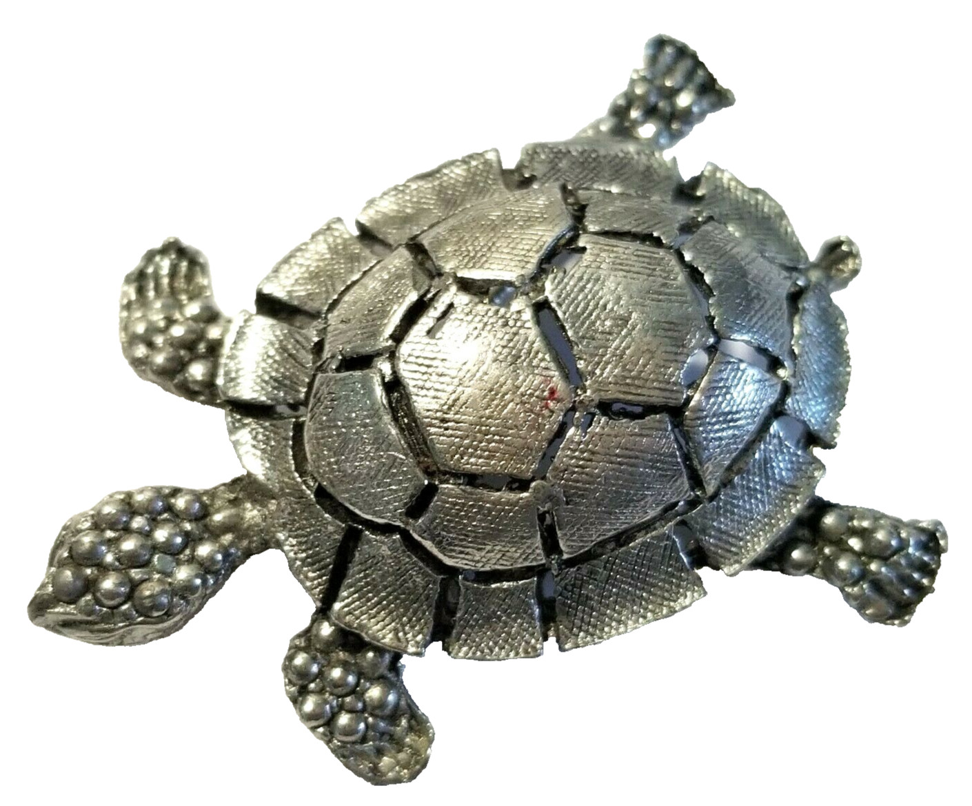 SILVER TONE TURTLE VINTAGE PIN CUTE FIGURAL ANIMAL BROOCH TEXTURED