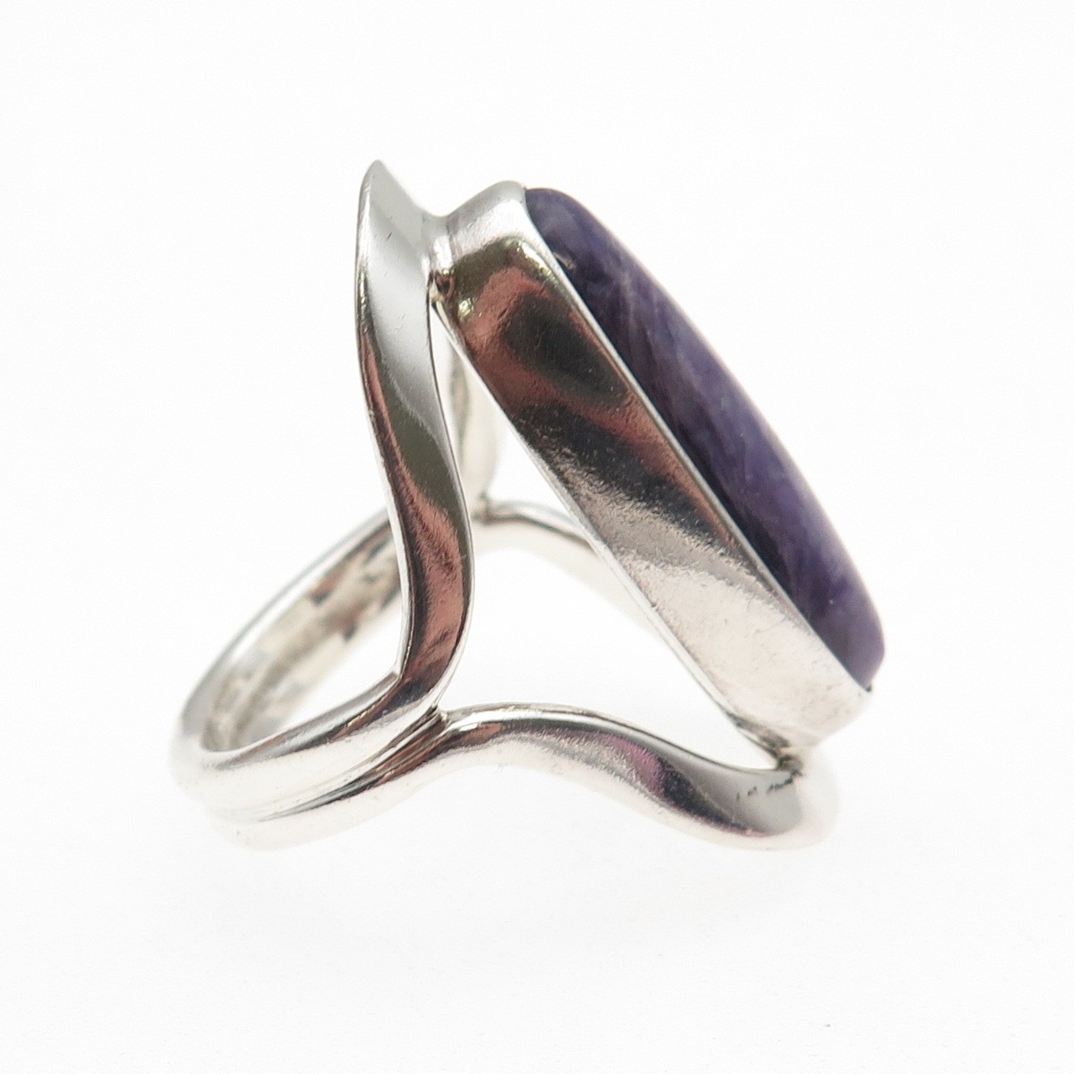 Dominique Dinouart Sterling Silver Vintage Mexico Real Charoite Ring Size 9.25