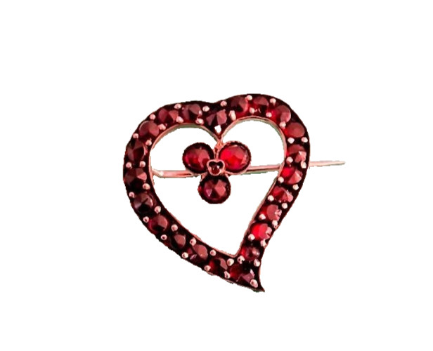 ANTIQUE VICTORIAN GF WITCHES HEART TREFOIL PIN c1890’S