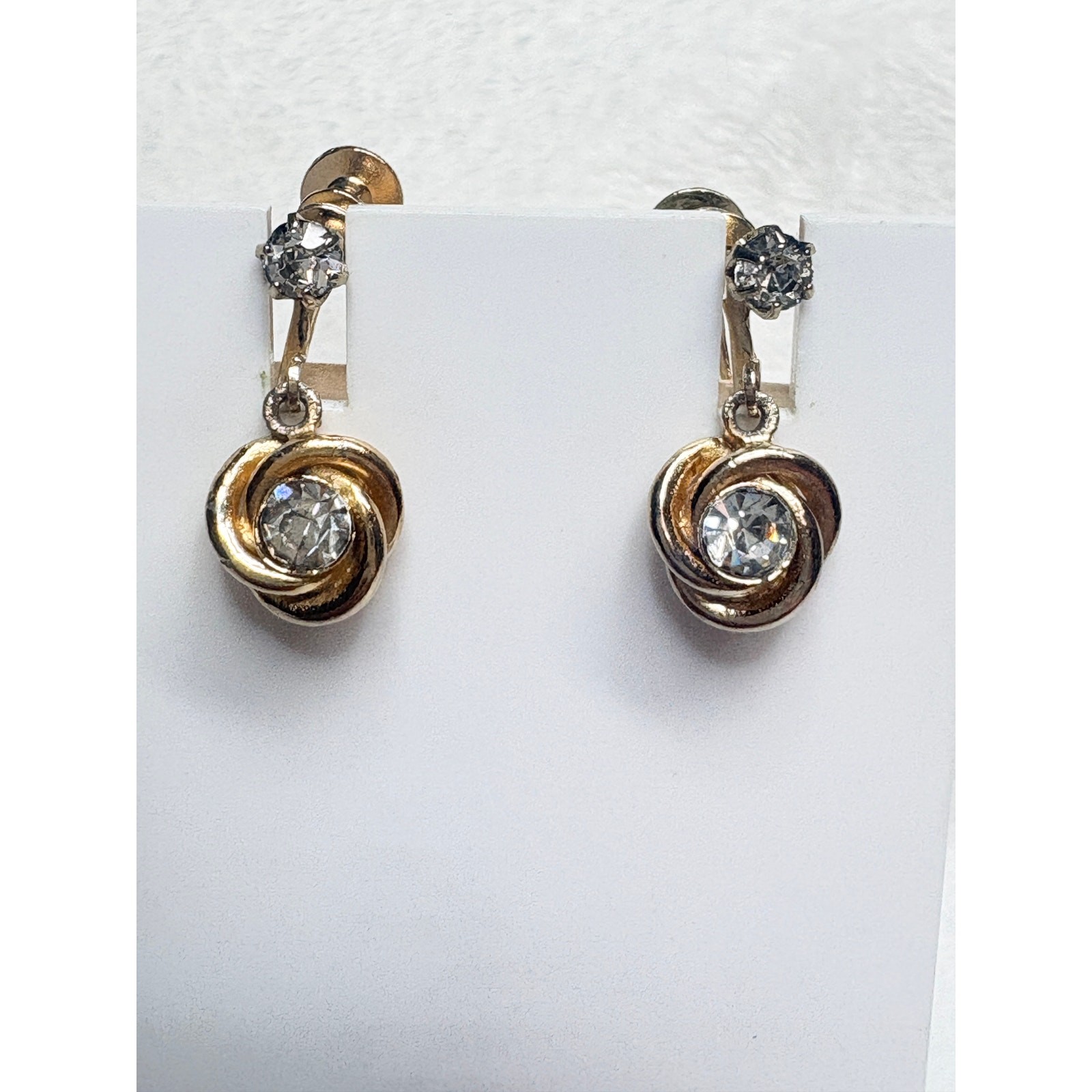 1950s Signed Coro Gold-tone Knot Earrings Screw-back-Mid Century Jewelry