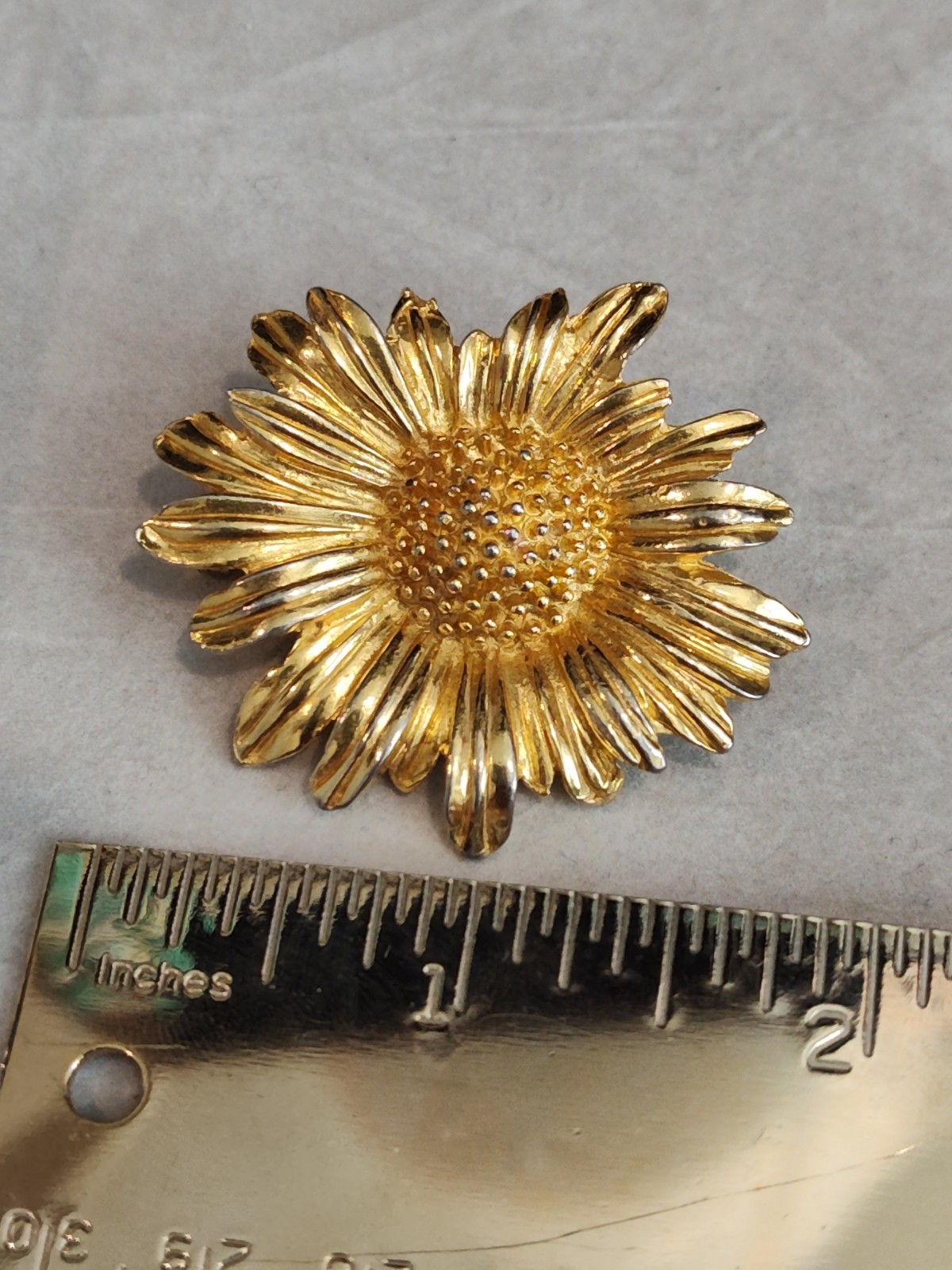 Rare JOY Signed Vintage Brooch Sunflower Gold Tone Lester Joy Super Rare