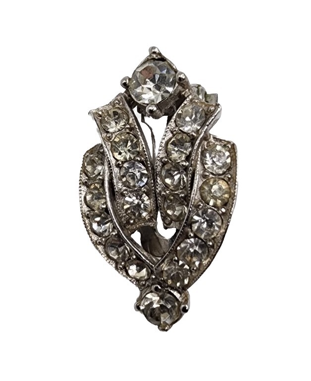 Vintage Art Deco Rhinestone Geometric Luxurious Sparkle Silver Tone Clear Vogue
