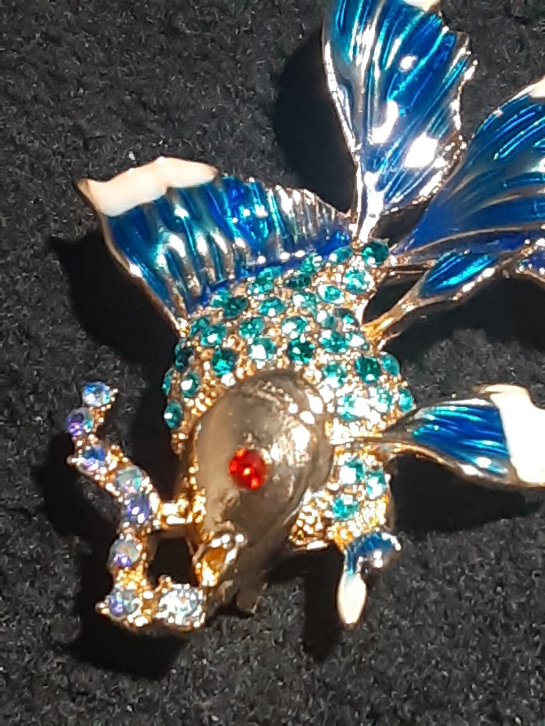 Kenneth Lane Brooch Koi Fish With Rhinestones Signed Jewelry