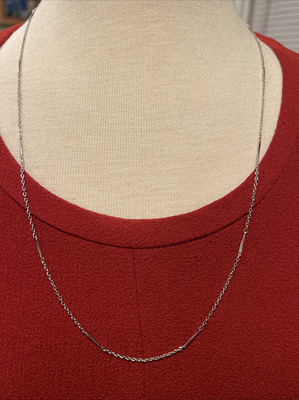 Vintage Monet Silver Tone Minimalist Bar Link Long Chain 30” Necklace