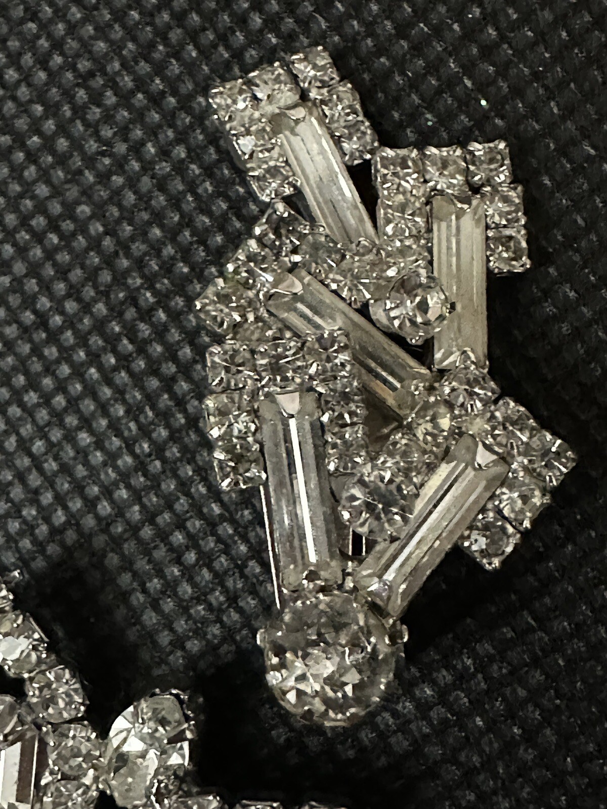 WEISS BROOCH & CLIP-ON EARRINGS SET Clear Rhinestone Emerald Cut And Round