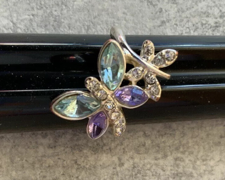 BEAUTIFUL BUTTERFLY THEMED LOT EARRINGS BROOCHES PINS RING RHINESTONES ENAMEL