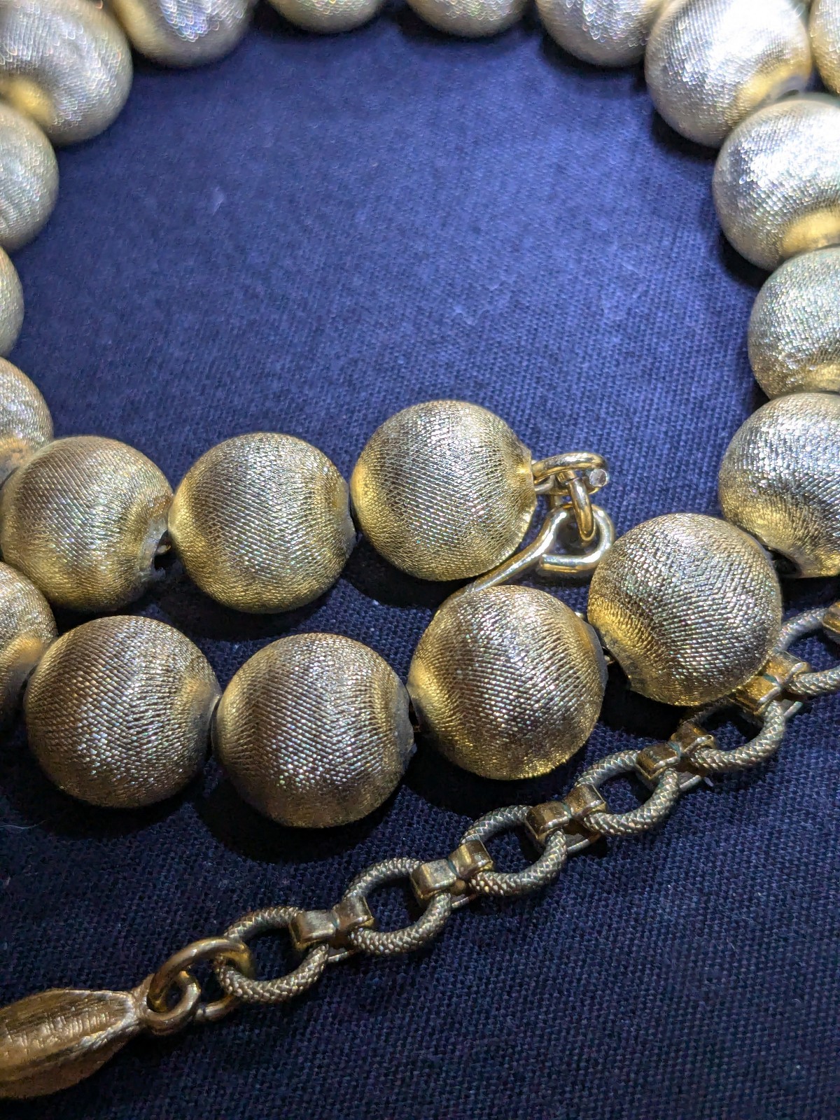 Vintage Monet Textured Gold‑Tone Bead Necklace 15–17″ Adjustable Signed 37.82g