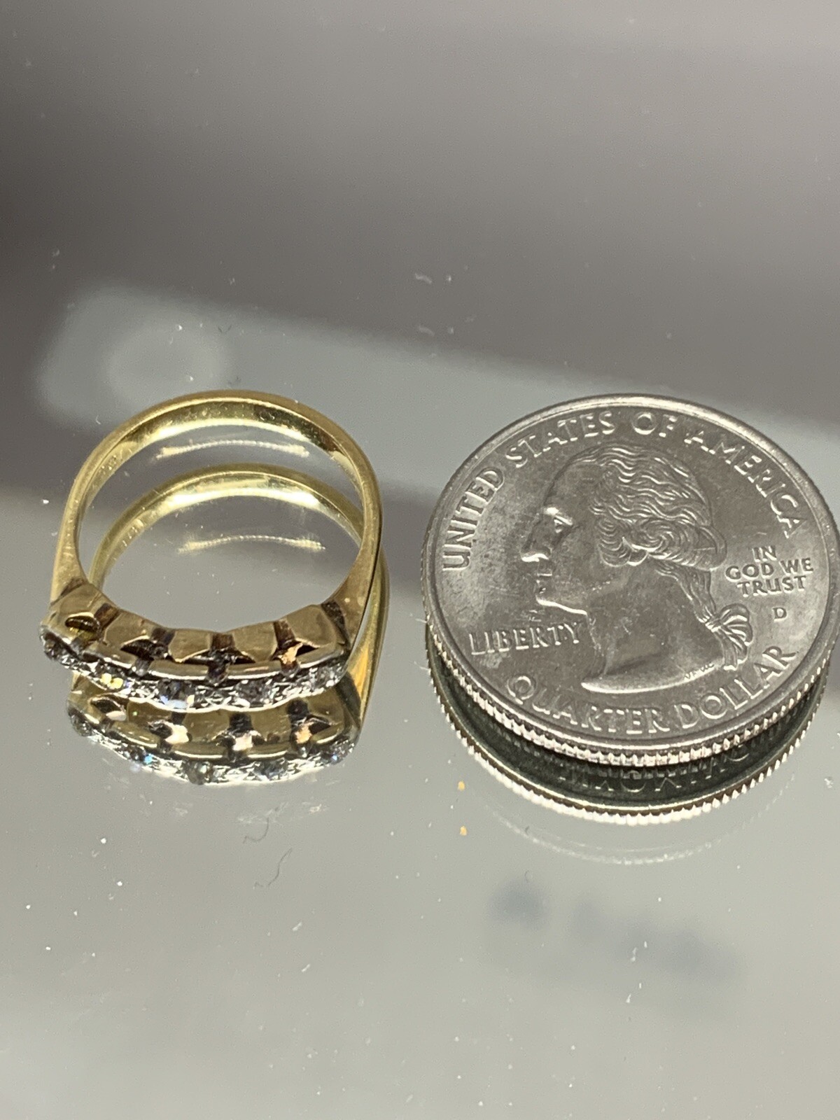 Antique Old Mine Cut 0.35ctw 18k Yellow Gold With Platinum Plate 5 Diamond Ring